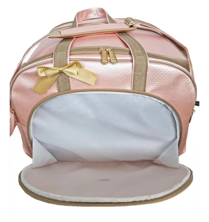Bolsa maternidade bebê rosa com detalhes em dourado - Foto 5