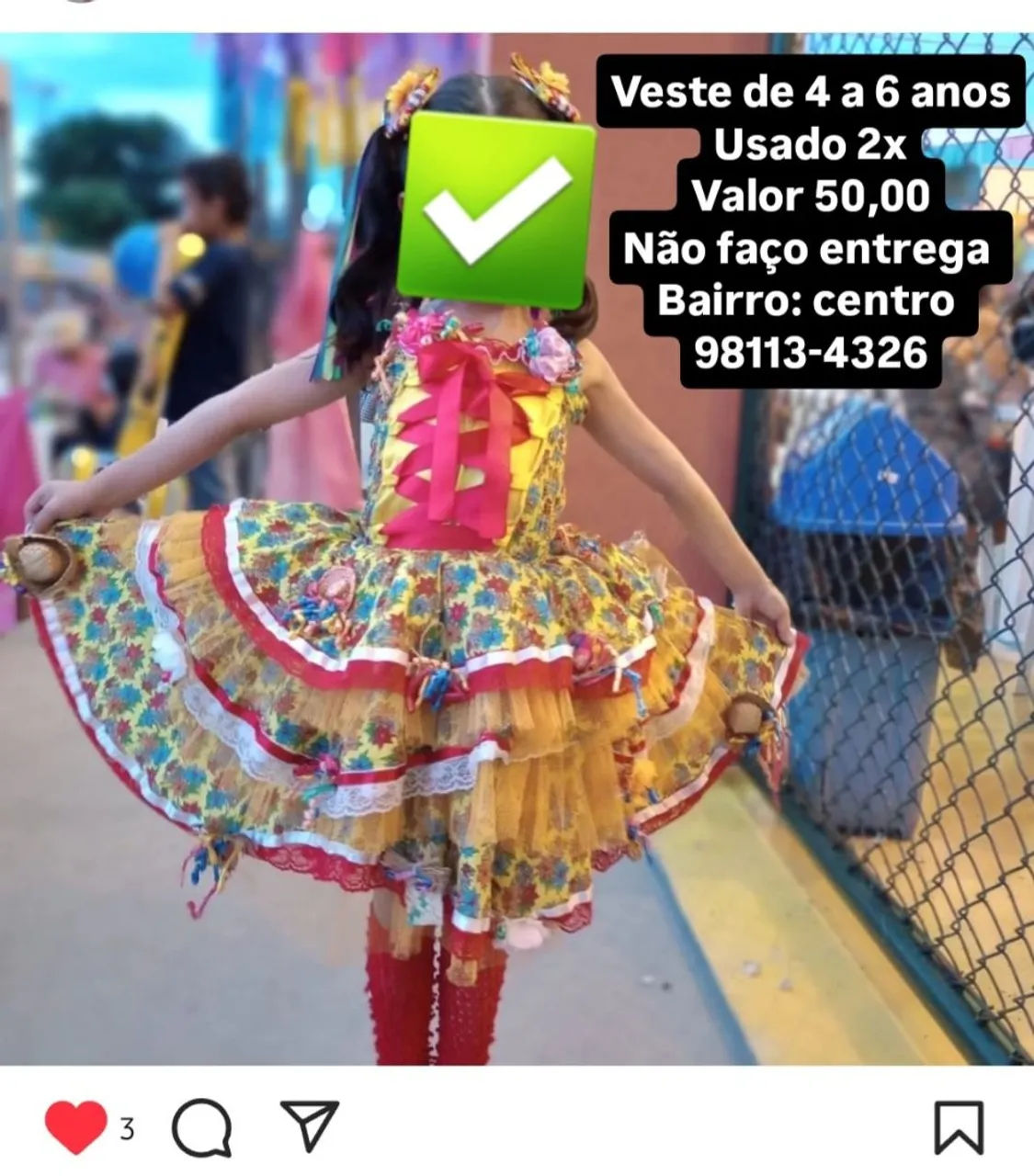 Vestido de Festa Junina Infantil