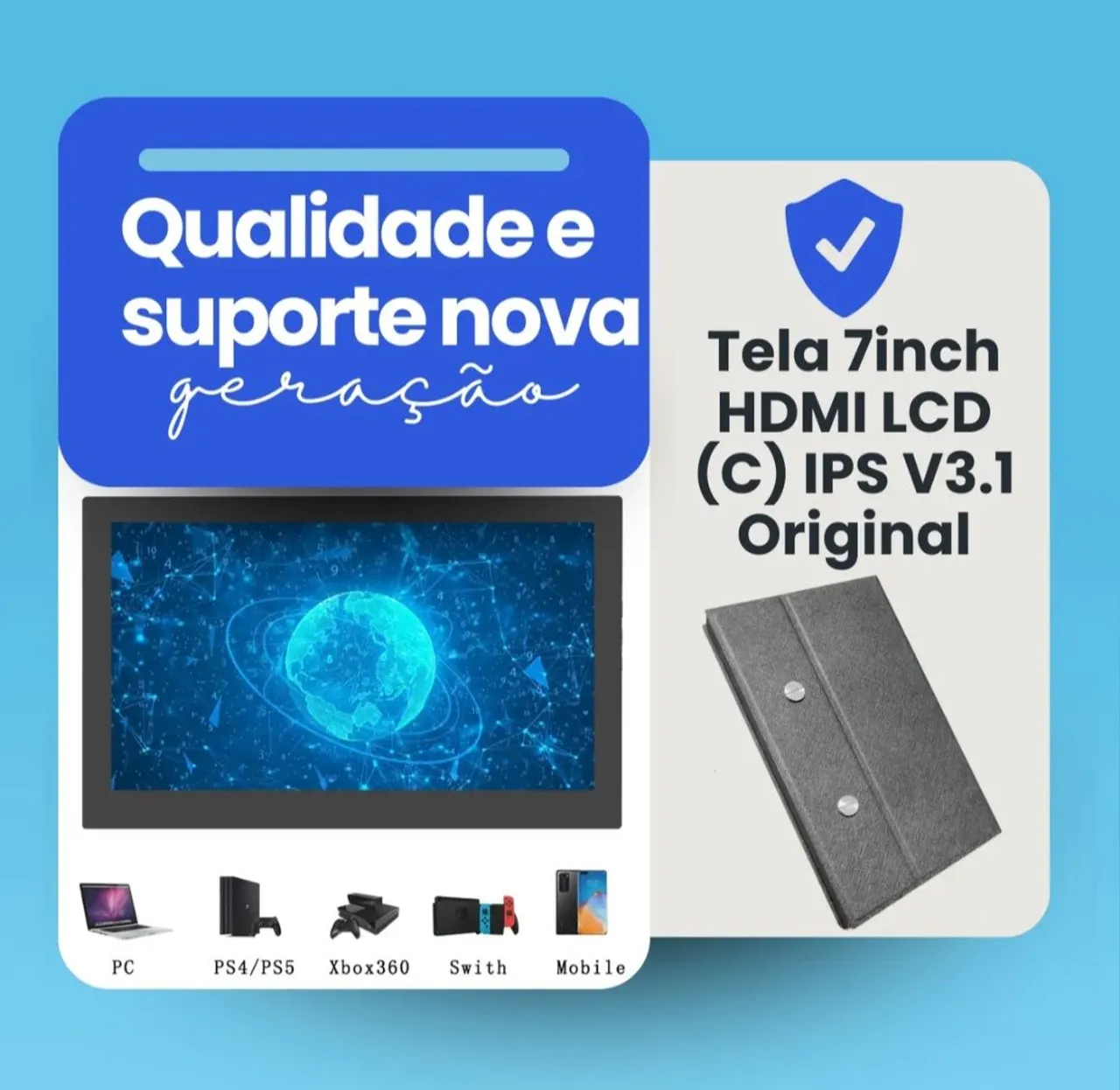 Tela 7 polegadas Touch HDMI LCD IPS V3.1 Original