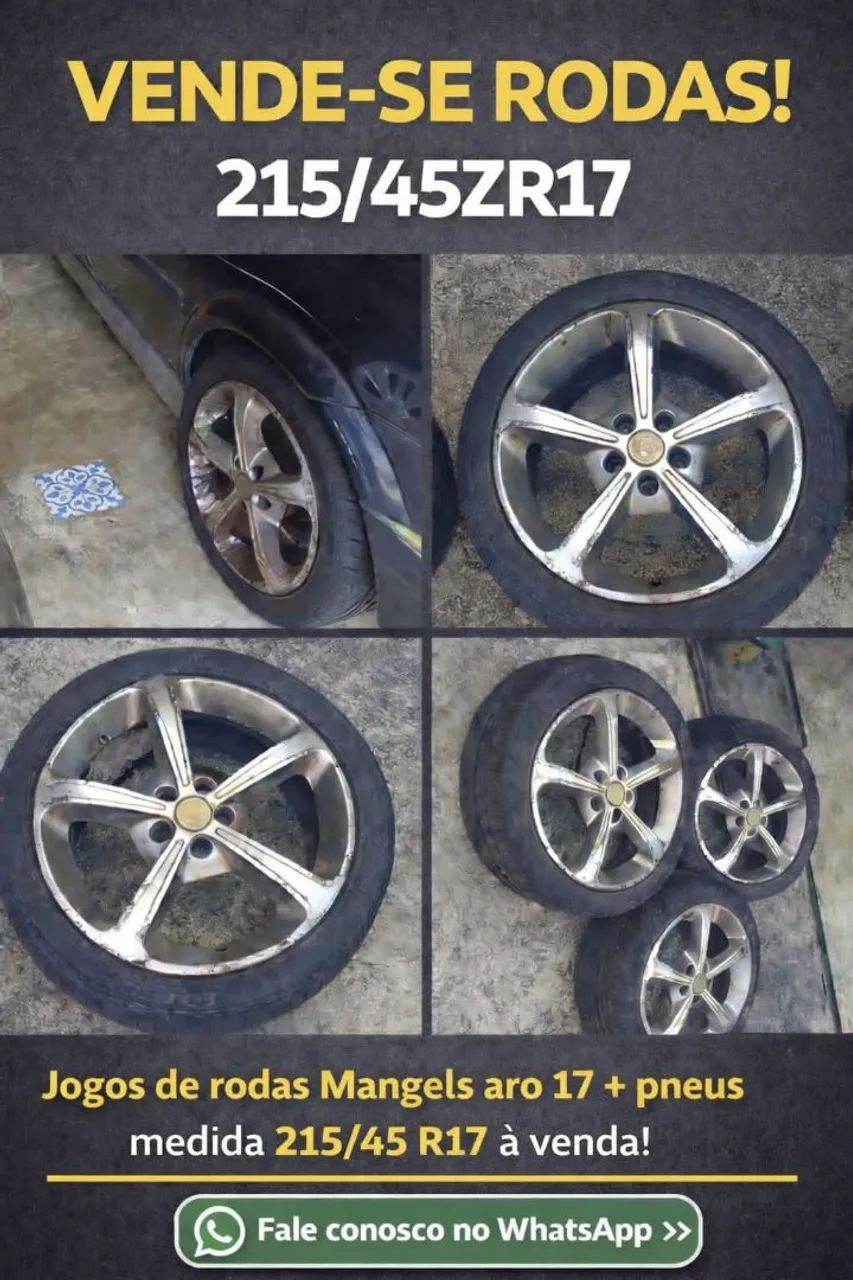 Jogo de rodas Mangels aro 17 + Pneus 215/45 R17 - Foto 5