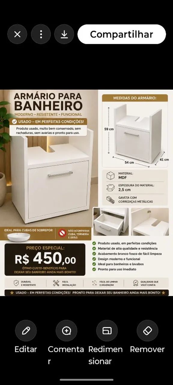 Armário de parede para banheiro  - Foto 2