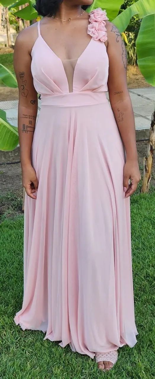 Vestido de festa rosê