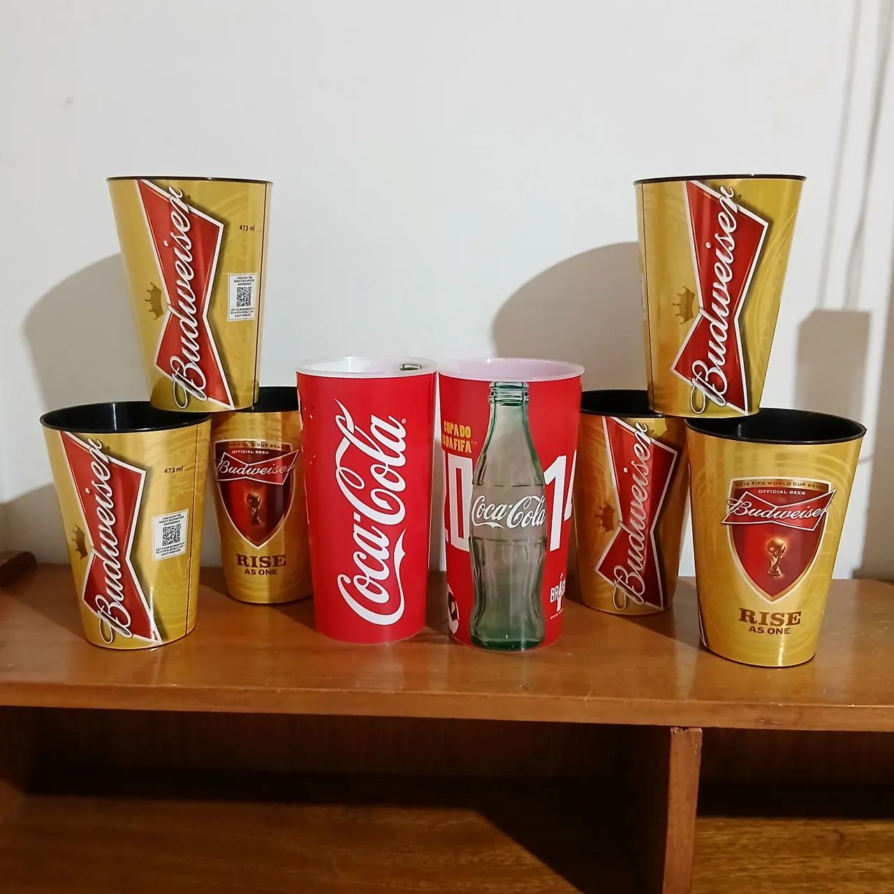 Coca-Cola e Budweiser - Lote 8 copos da Copa do Mundo 2014