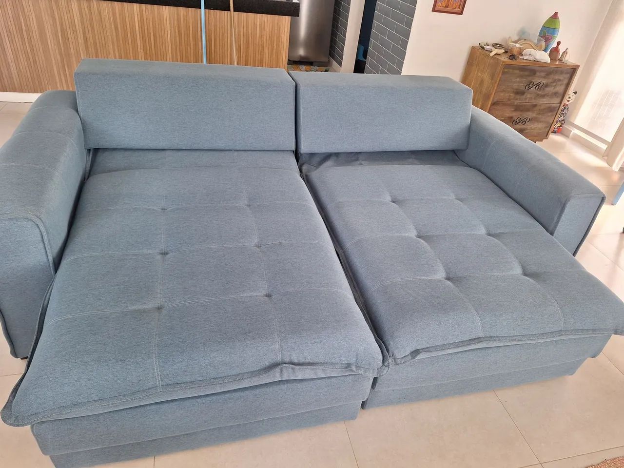 Vendo Sofá Retrátil Linho - Foto 4