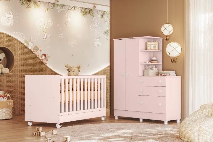 Jogo de Quarto para Bebe Guarda-roupa com Cômoda 4070 Doce Sonho - Foto 5