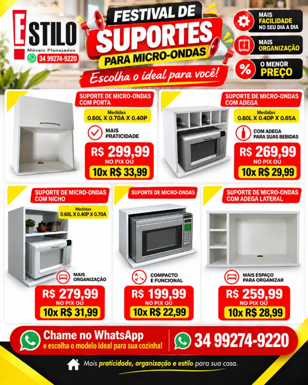 Suporte de microondas diversos modelos