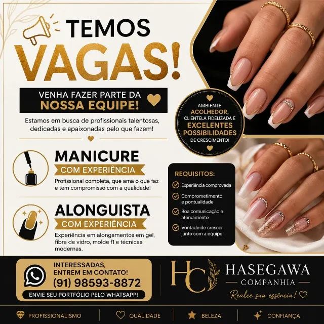 CONTRATAÇÃO IMEDIATA MANICURE