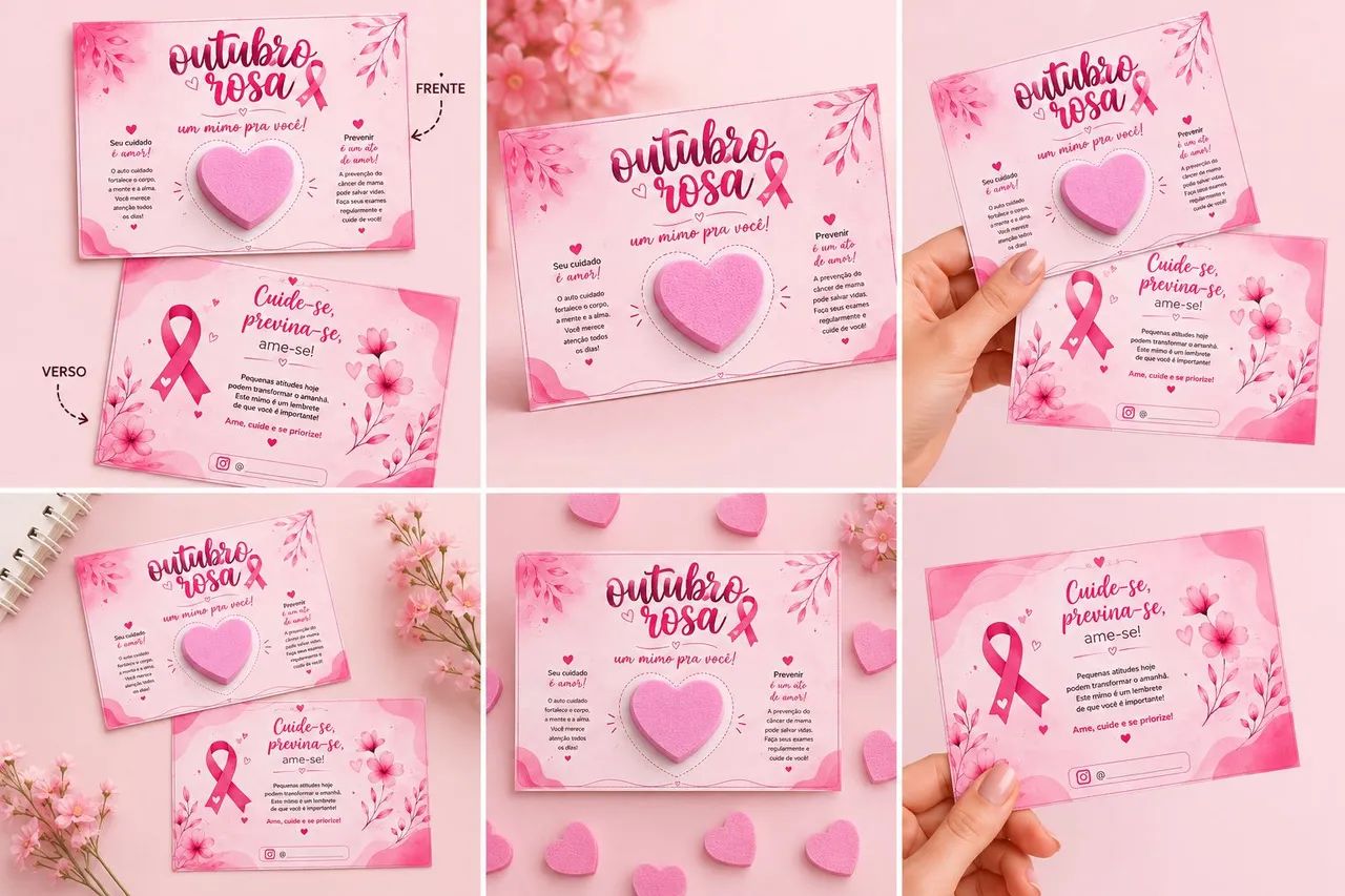 Card Mini Lixa de Unha Coração - Mimo Outubro Rosa  - Foto 3