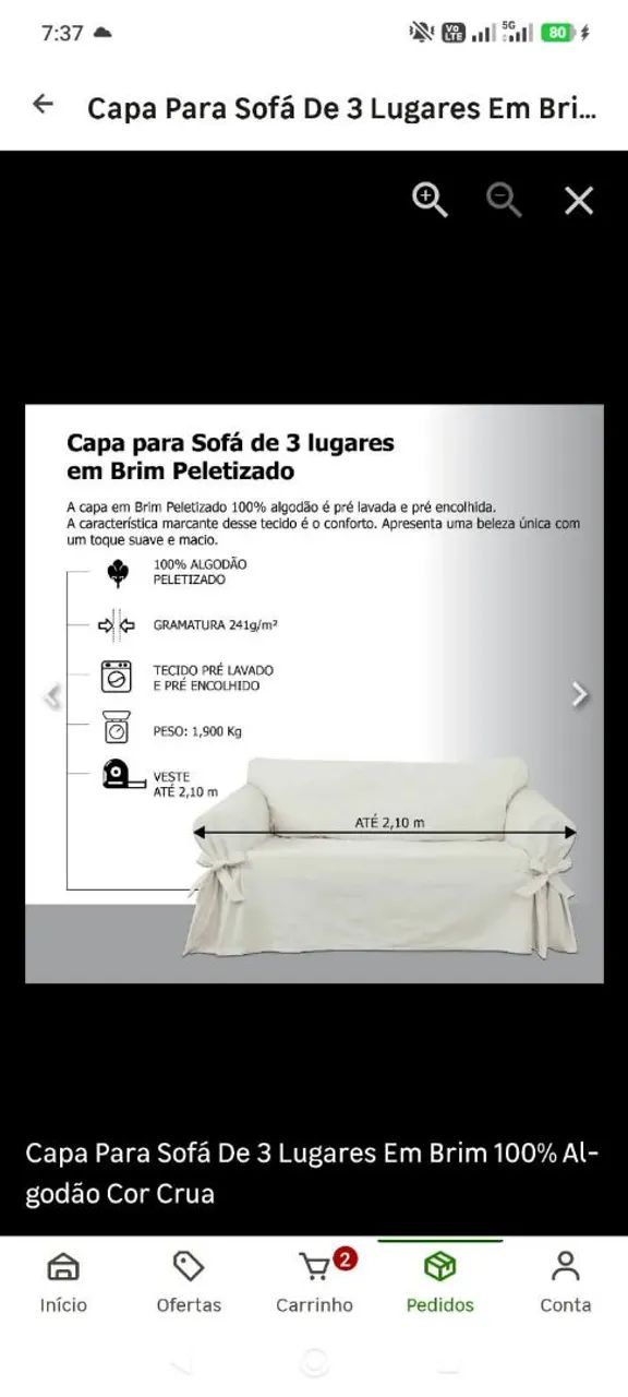 Capa de sofá em tecido - Foto 2