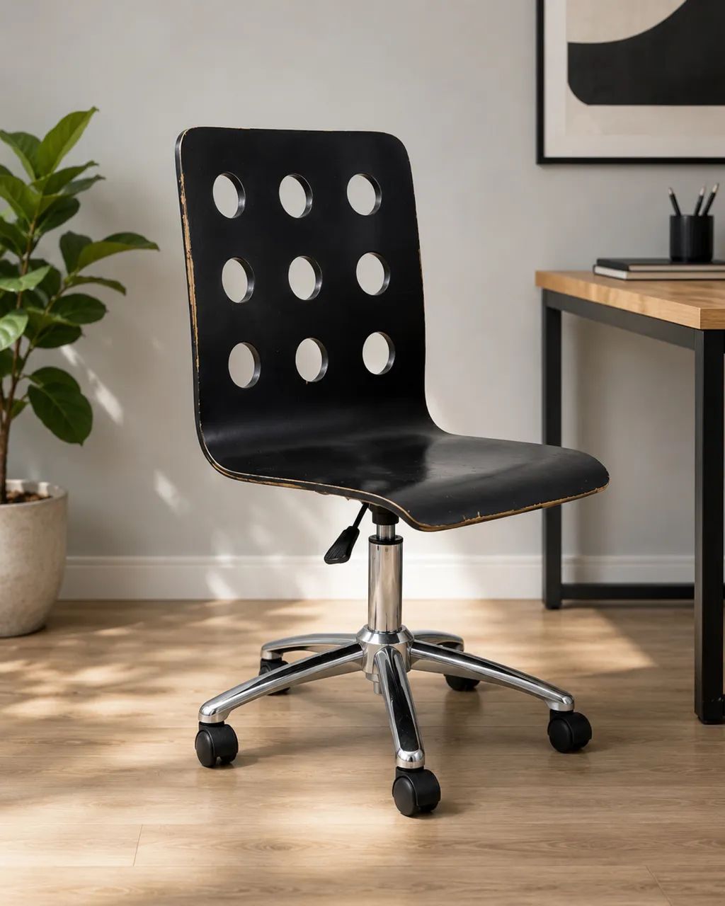 2 Cadeiras de Escritório Giratória Preta | Design Moderno