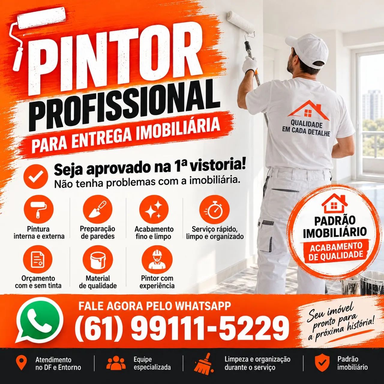 Pintor Profissional para Entrega Imobiliária