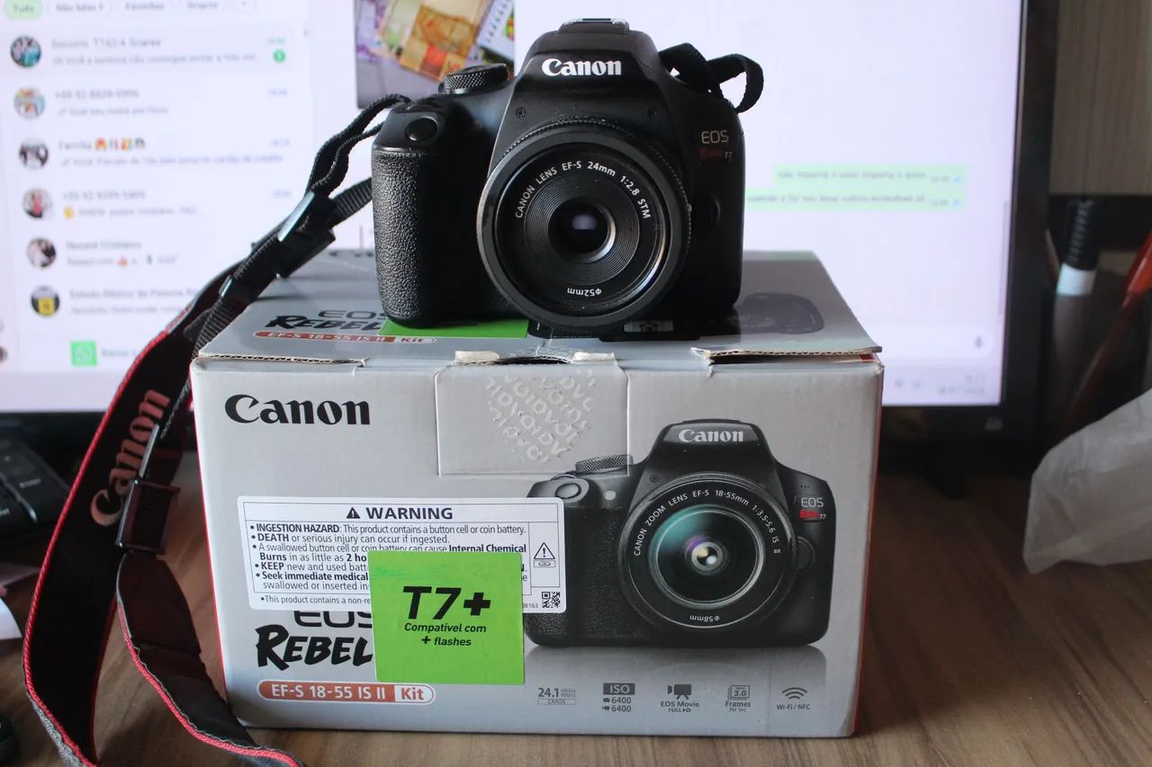 Câmera Canon EOS T7+ com caixa  - Foto 2