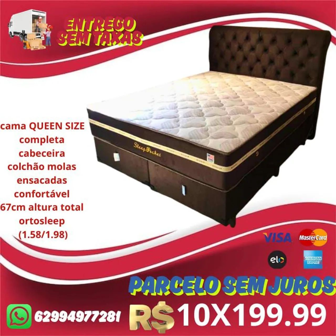 Cama queen size em 10 vezes sem juros