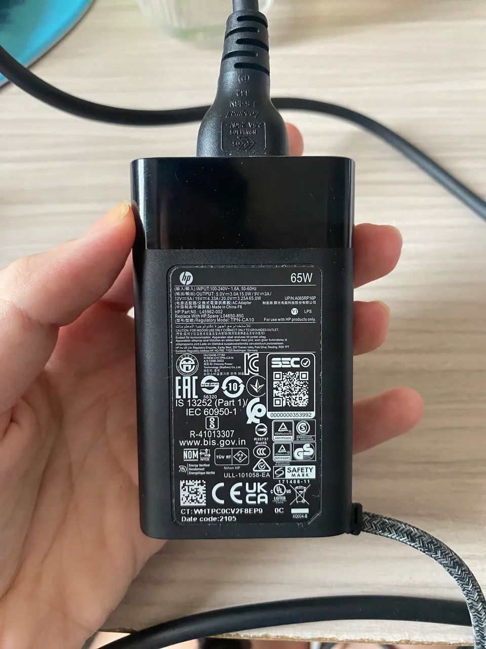 Fonte carregador Notebook Hp Slim Usb-c 65w - Foto 4