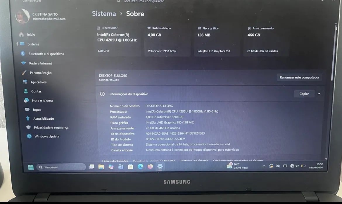 NOTEBOOK SAMSUNG À VENDA - Foto 3
