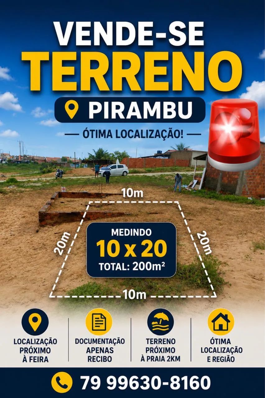 Terreno 2km praia pirambu 