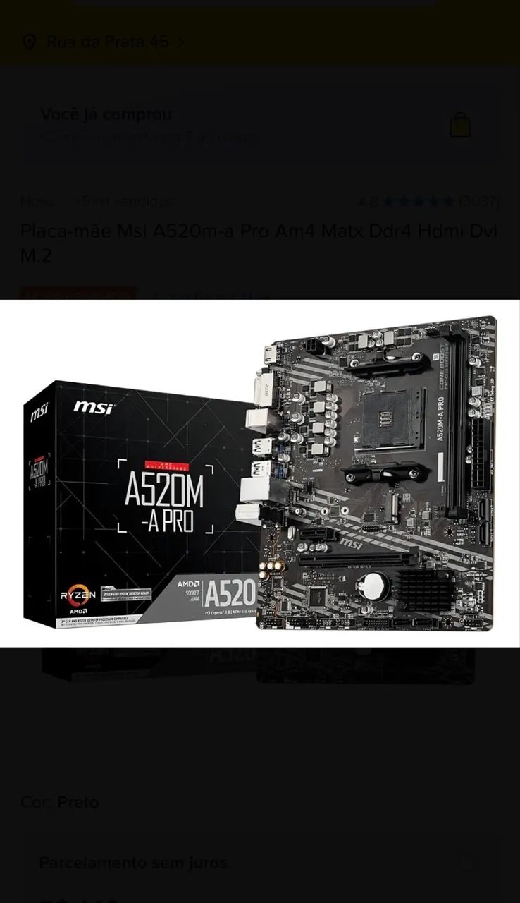 Placa-mãe Msi A520m-a Pro Am4 Matx Ddr4 Hdmi Dvi M.2 Preto - Foto 3