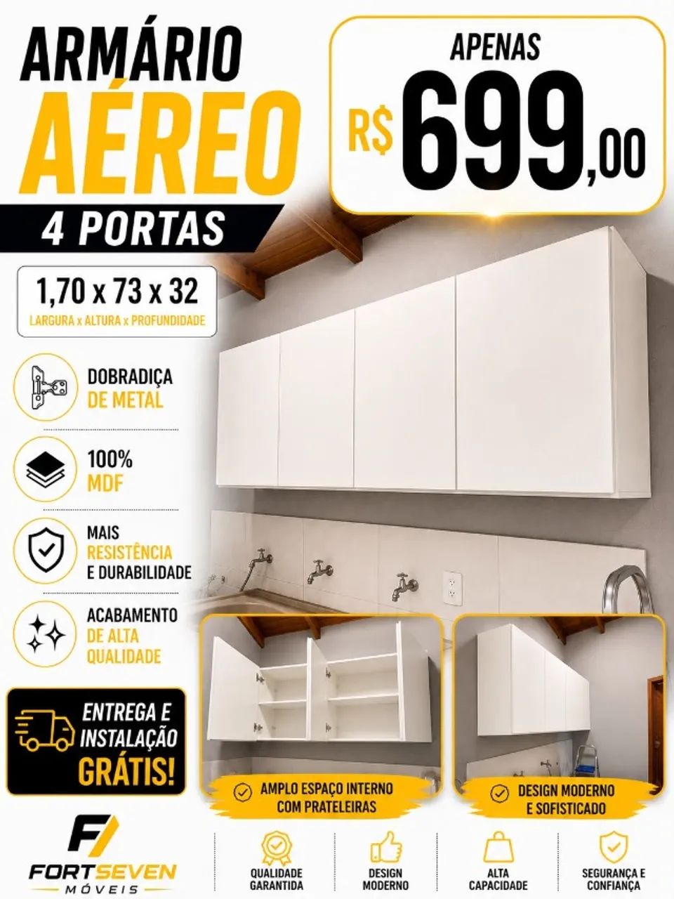 ARMÁRIO AÉREO MDF NOVO  - Foto 2