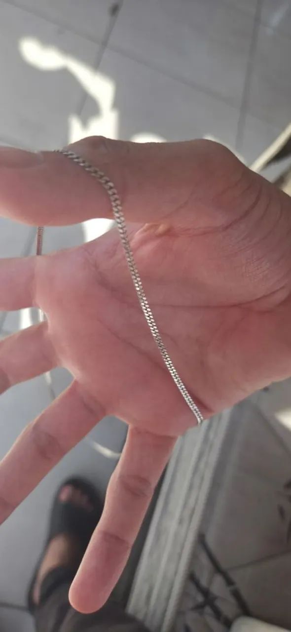 Corrente de prata fina elo duplo, prata 925
