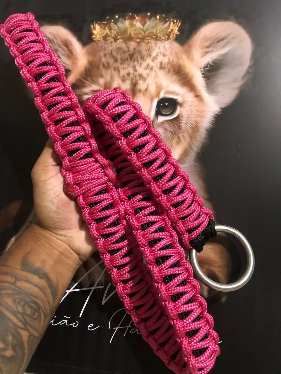 Guia trançada coleira para cães médio e grande porte - Foto 3