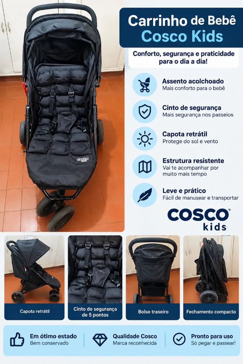 Carrinho de bebê Cosco 