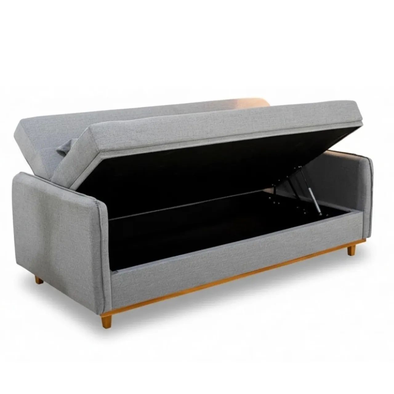 Sofá Cama Casal com Baú Linho Cinza 2275 - Larg. 2.05m rf87