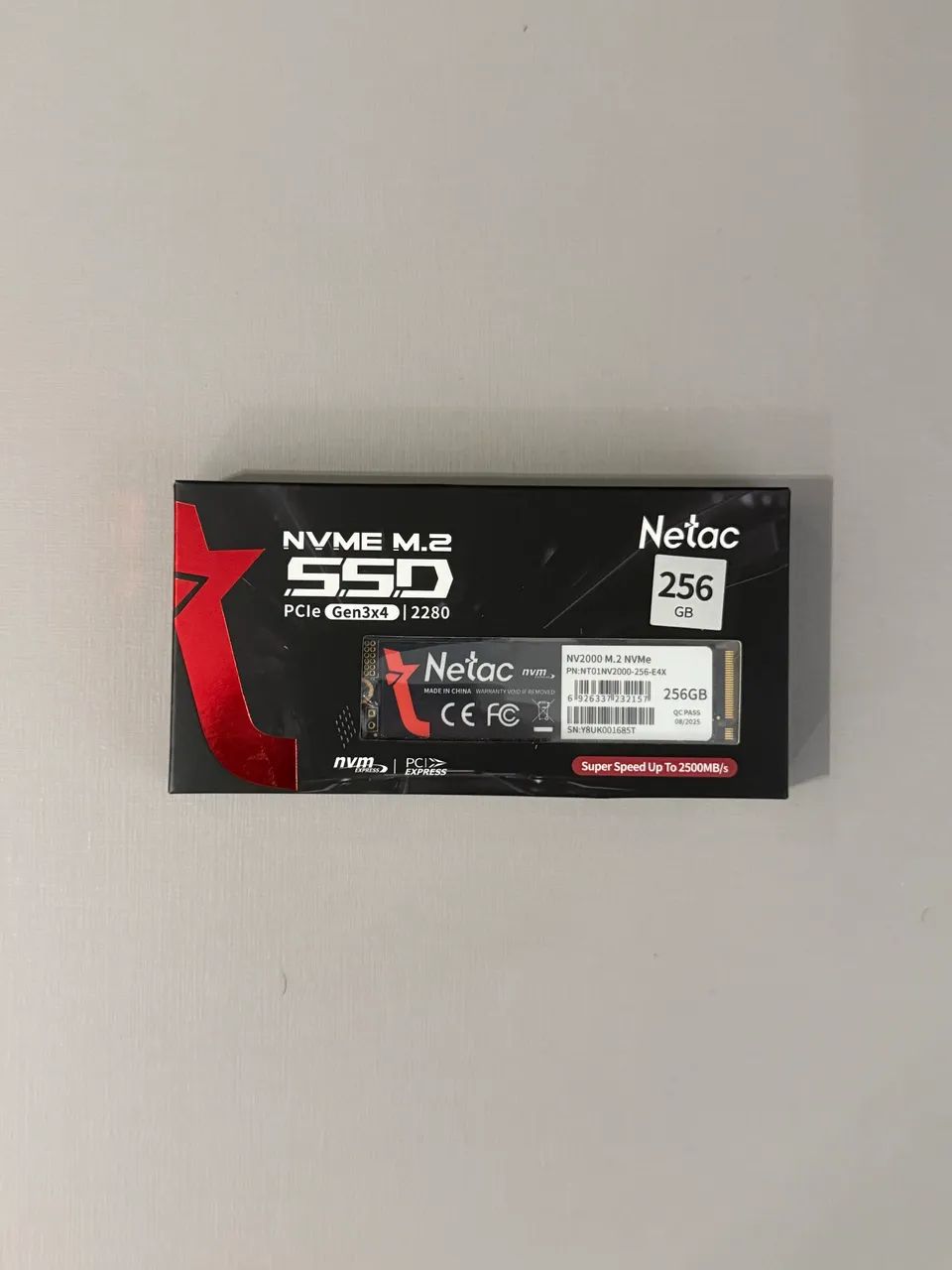 SSD NVME Gen 3 Netac 256gb (Lacrado)