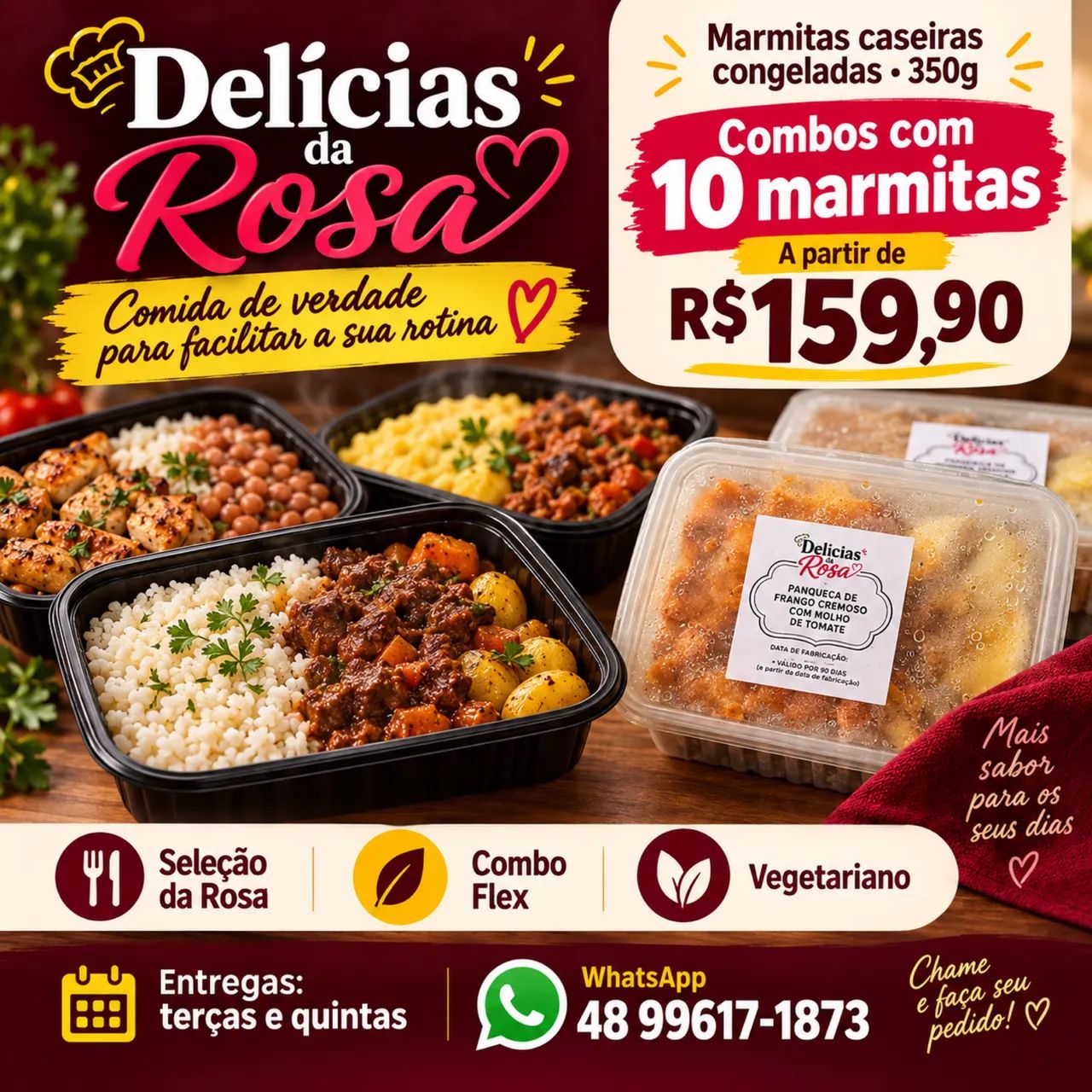 Marmitas Caseiras Congeladas 350g | Combo com 10