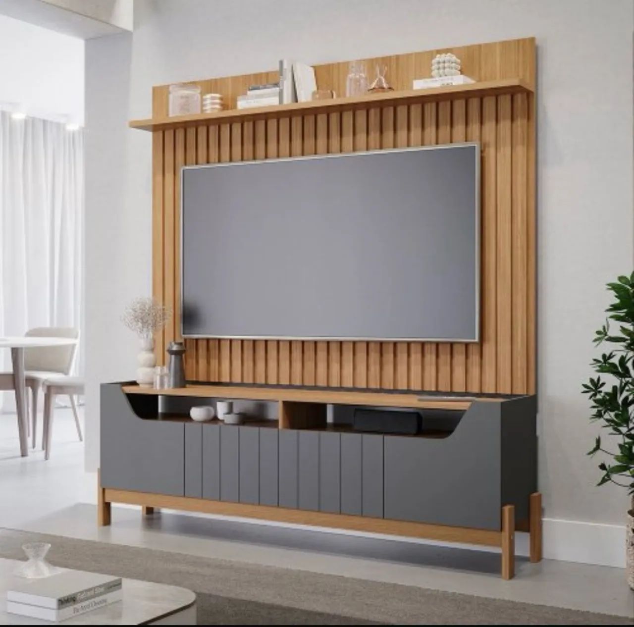 Bancada Moema + painel trend 100% MDF Ideal para TVs 70 - Foto 3