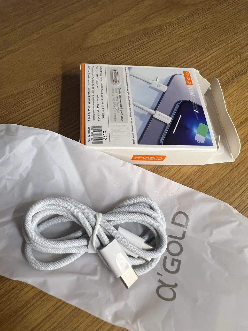 Cabo USB-C Tipo C 60W Trançado 1M Premium De Nylon IPhone 15, 16, 17 - Foto 2