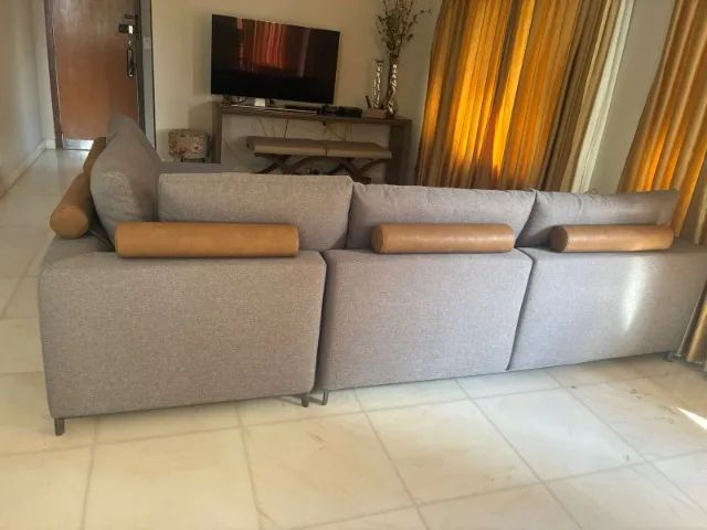 Sofá de Canto (Formato L) Cinza com Chaise - Design Moderno e Espaçoso - Foto 2