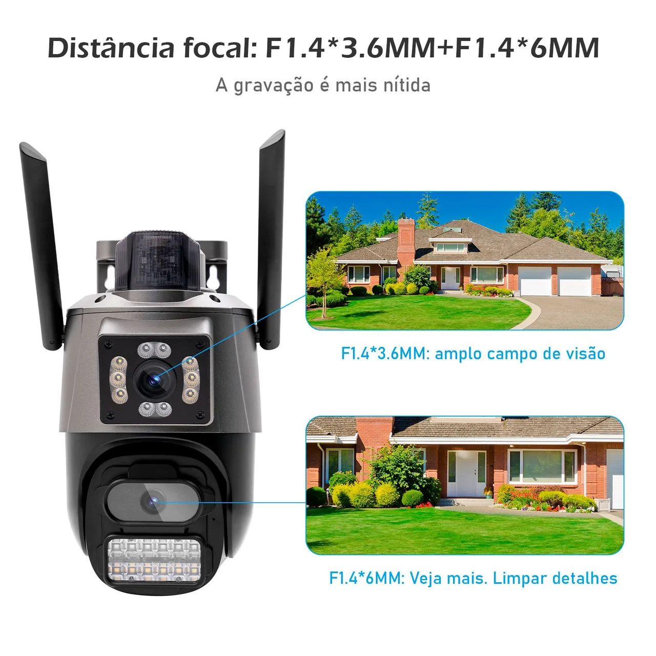 Câmera IP WIFI 6MP ICSee Onvif NVR Lente Dupla Detecção IA PTZ Zoom Vigilância Sirene - Foto 5
