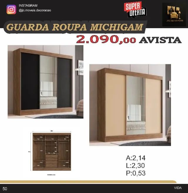 ROUPEIRO MICHIGAM PORTA DE CORRER