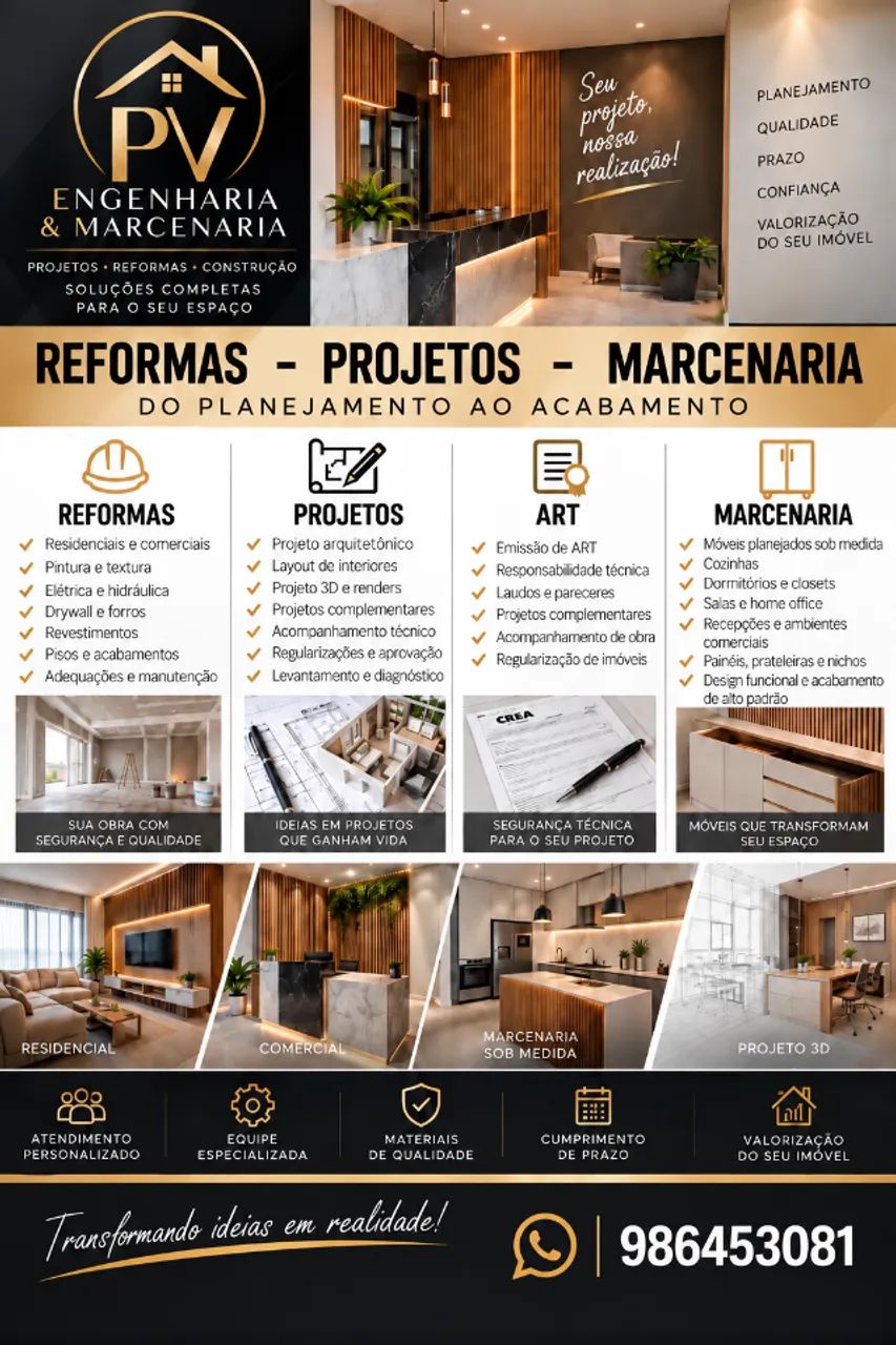 Reformas, Marcenaria e Projetos - PV Engenharia