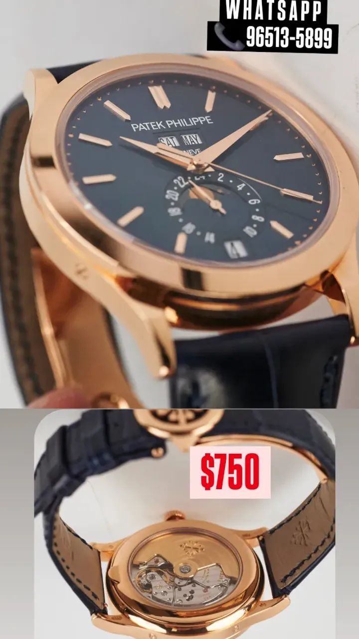 Relógio PATEK PHILIPPE AUTOMÁTICO - COURO GENUÍNO  - Foto 3