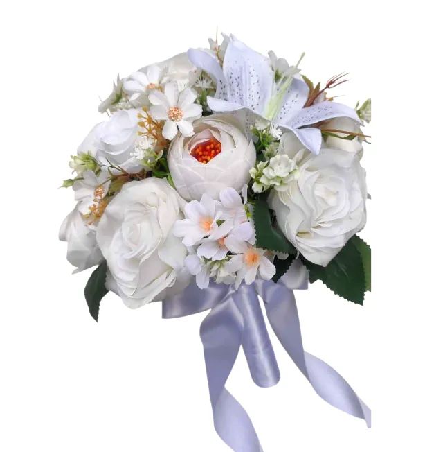 Buquê Permanente Buquê Branco Noiva Casamento - Foto 2
