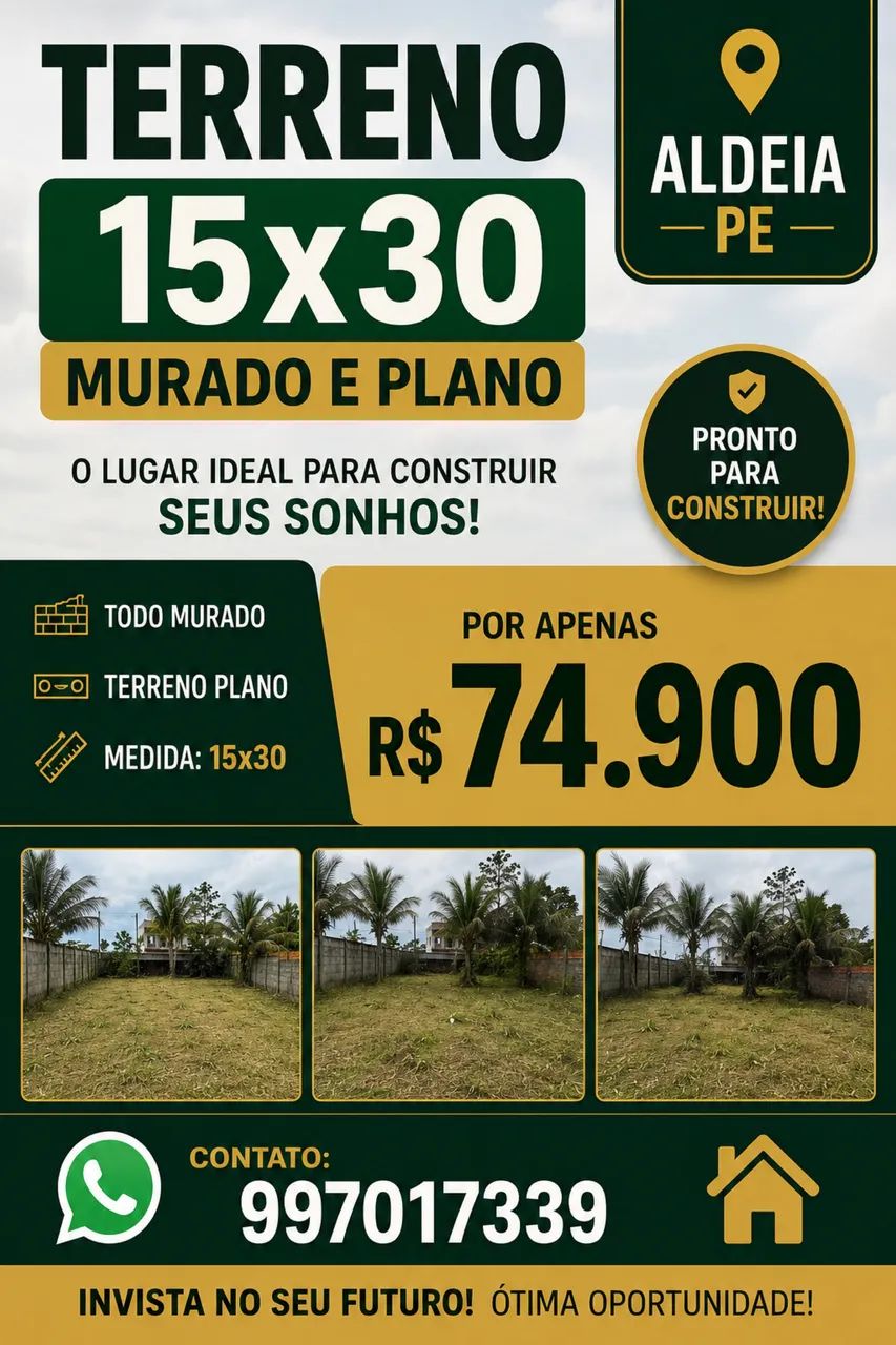 Terrenos em Aldeia vários tamanhos e preços!