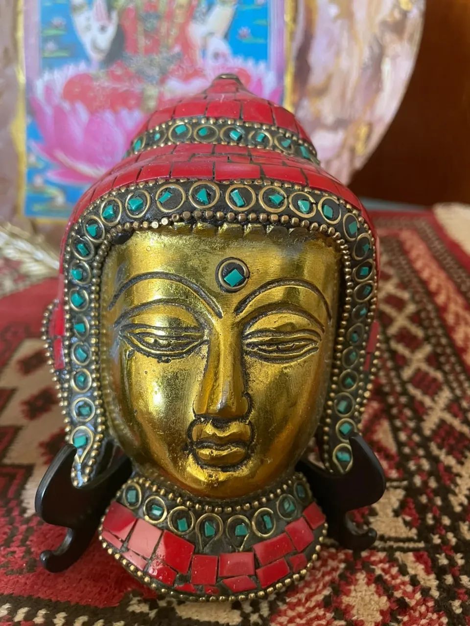 PAR DE MÁSCARAS DE PAREDE BRONZE MACIÇO BUDA MARROQUINO  - Foto 2