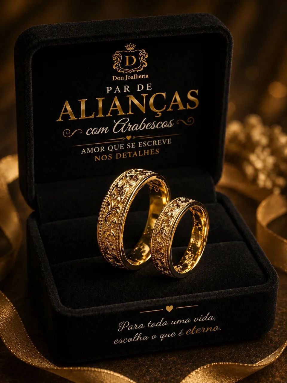 Par de Alianças com Arabescos em Ouro 18K 750