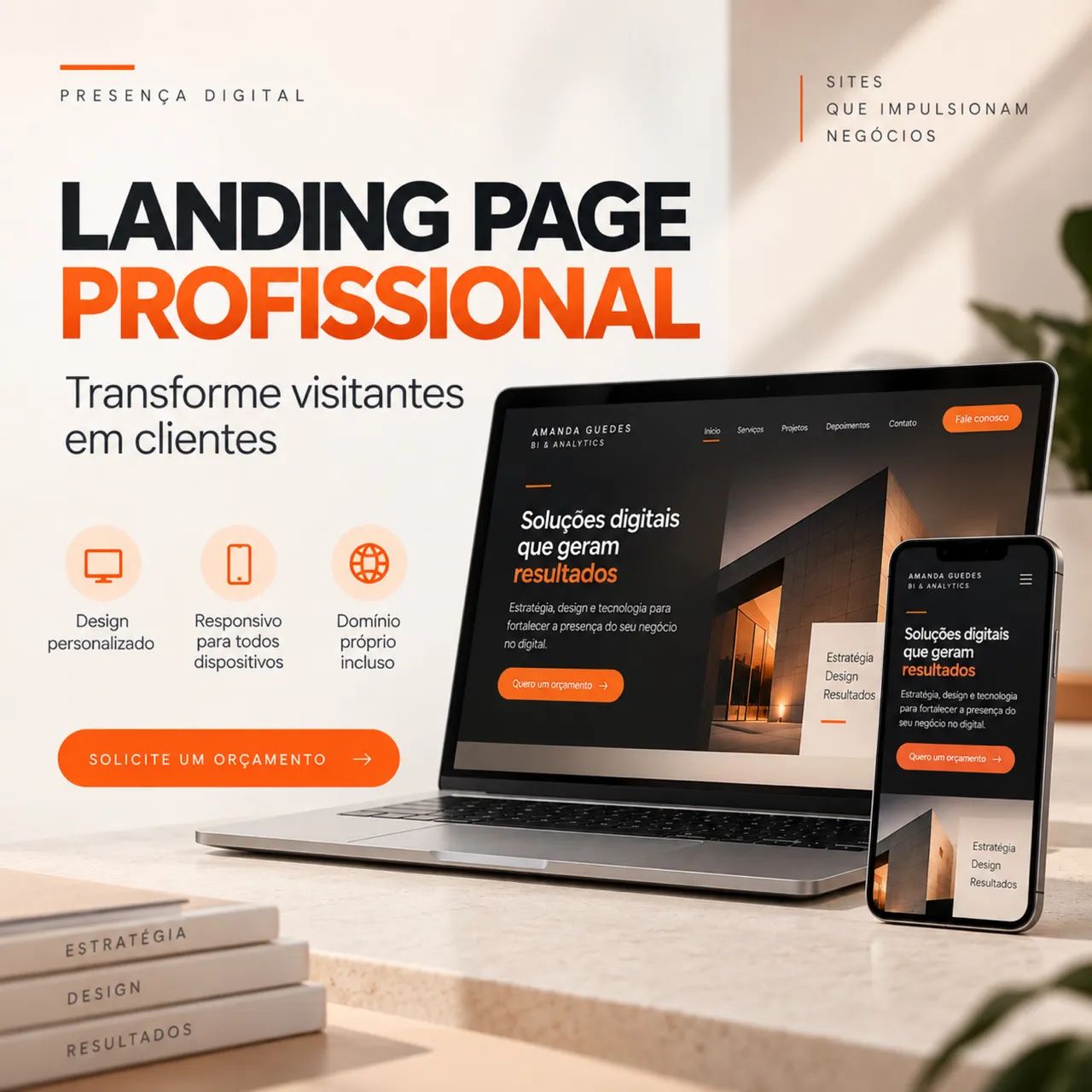 Landing Page Profissional + Domínio | Site Responsivo