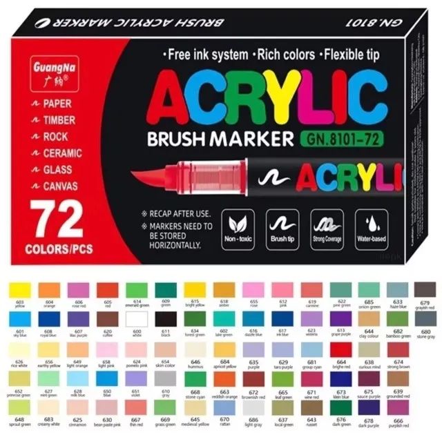Acrylic Brush Marker Set - 72 Colors