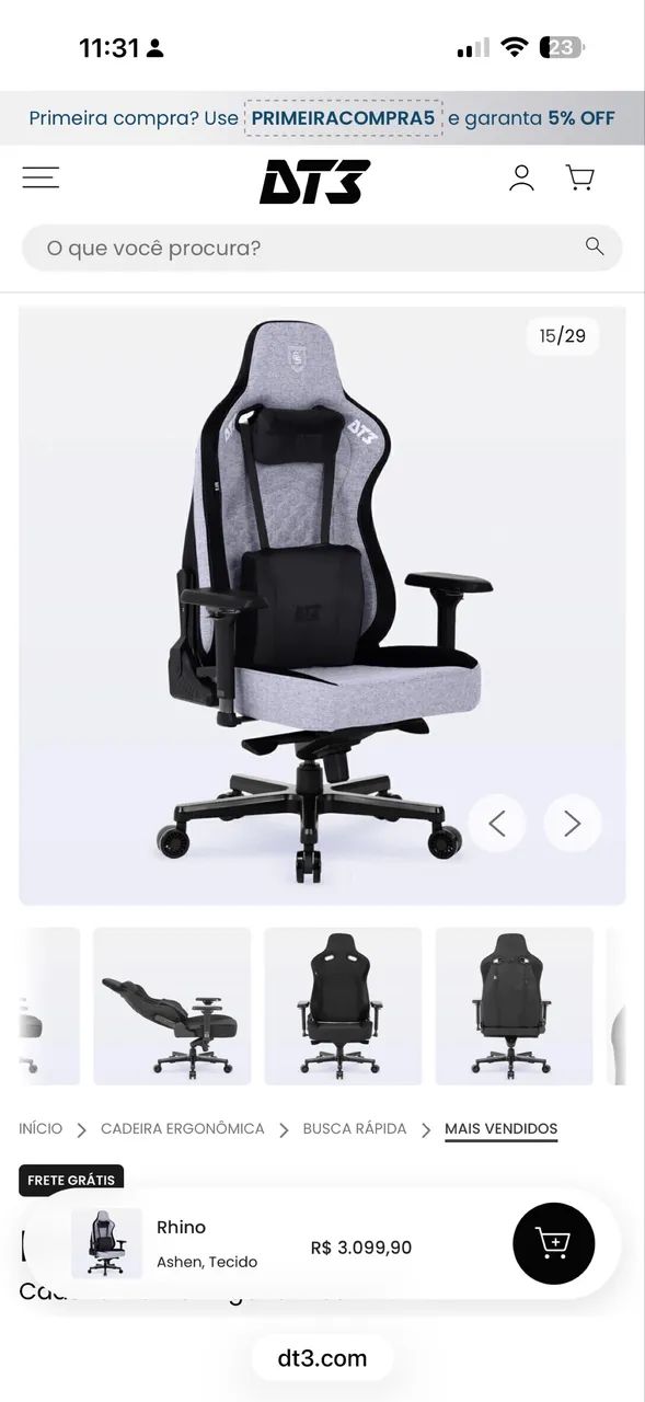Cadeira ergonômica DT3 Rhino - Foto 6