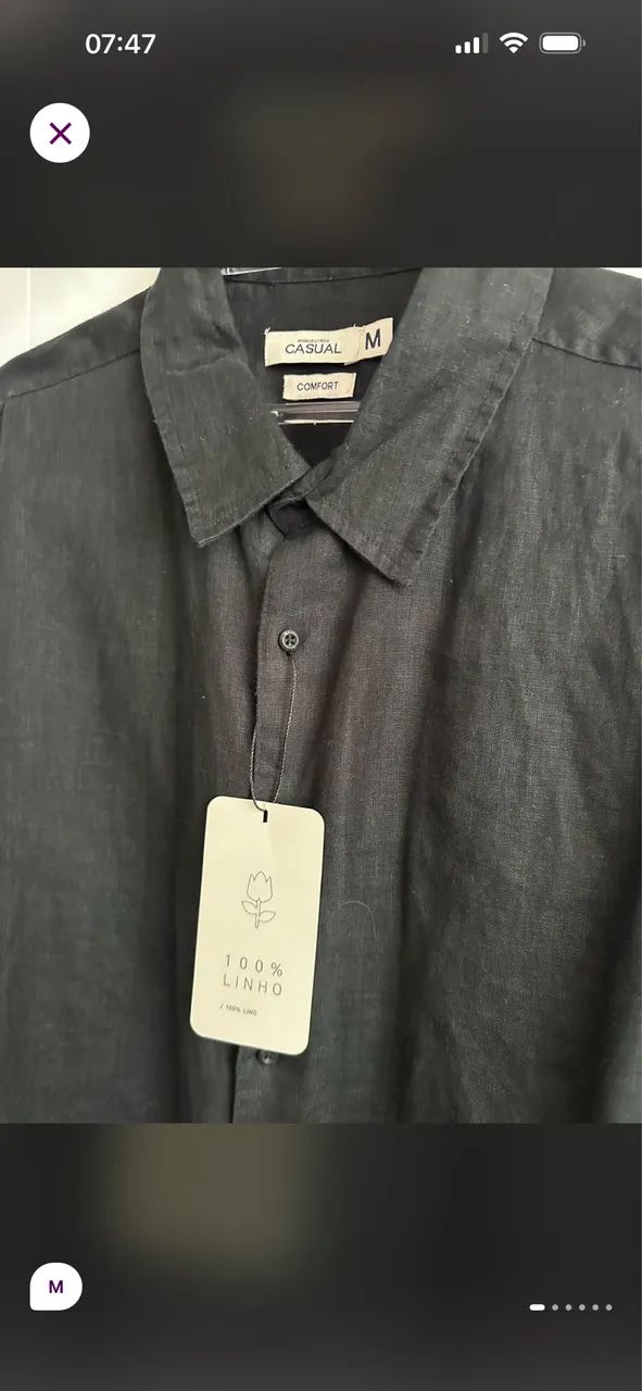 Camisa puro linho preta - Foto 2