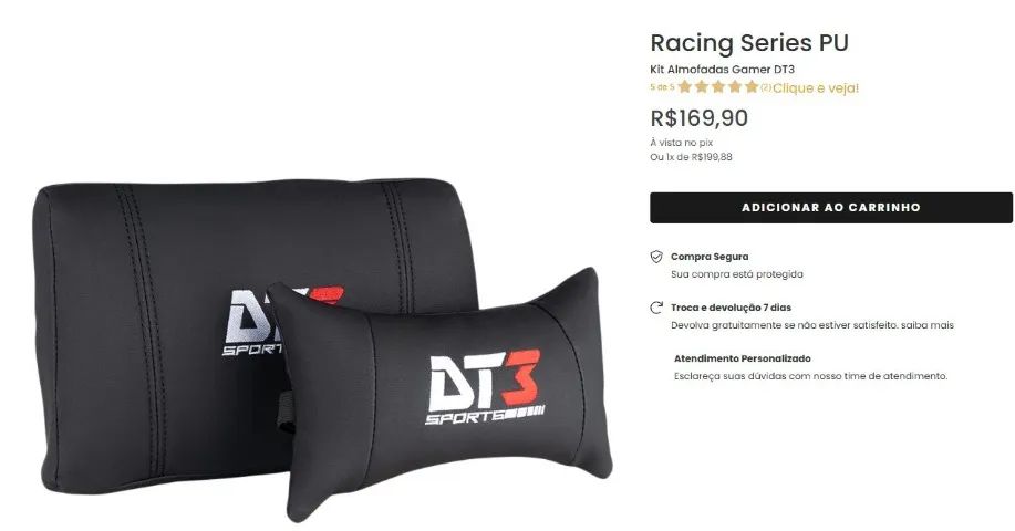 Kit almofadas cadeira gamer dt3 - Foto 2