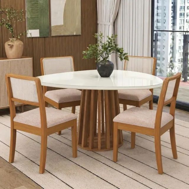 MESA LAVANDA 1,35M COM 4 CADEIRAS  MDF. PRONTA ENTREGA. 