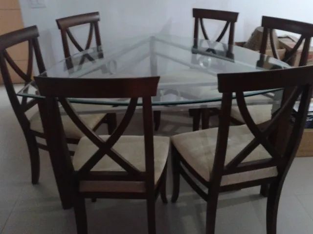 MESA DE JANTAR DE VIDRO COM 6 CADEIRAS - Foto 2