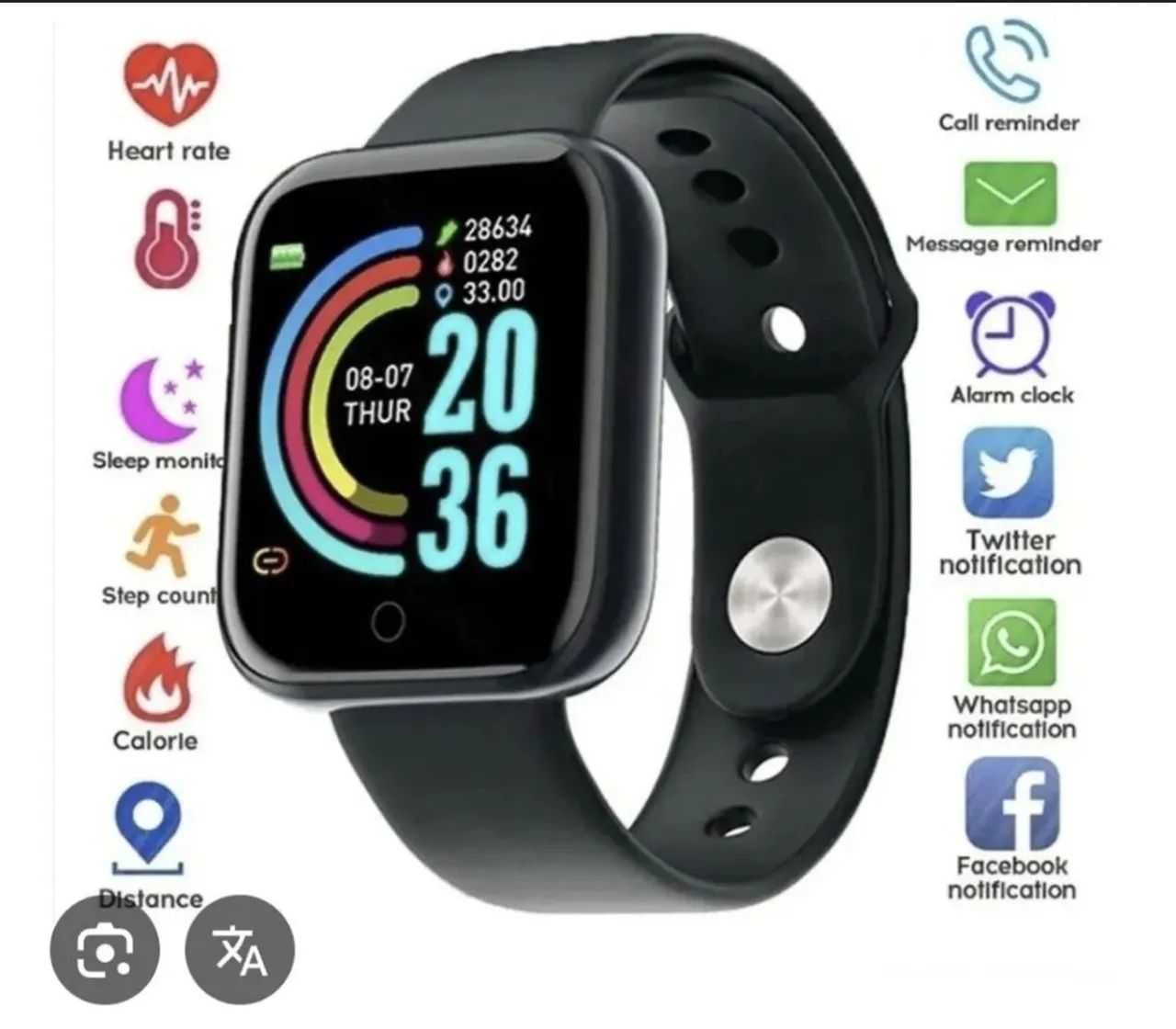 Smartwach d20 com várias funções Bluetooth resistente a água 