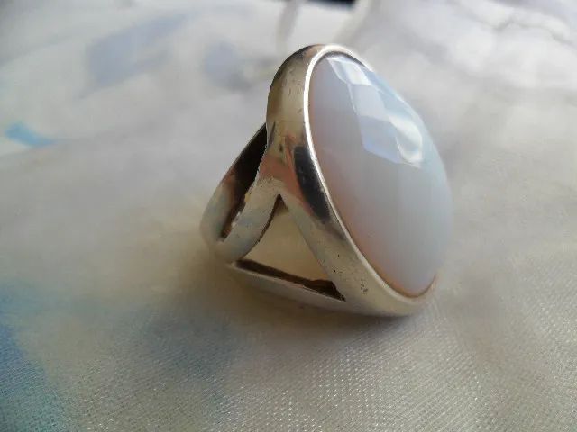Anel Prata 925 Pedra Quartzo