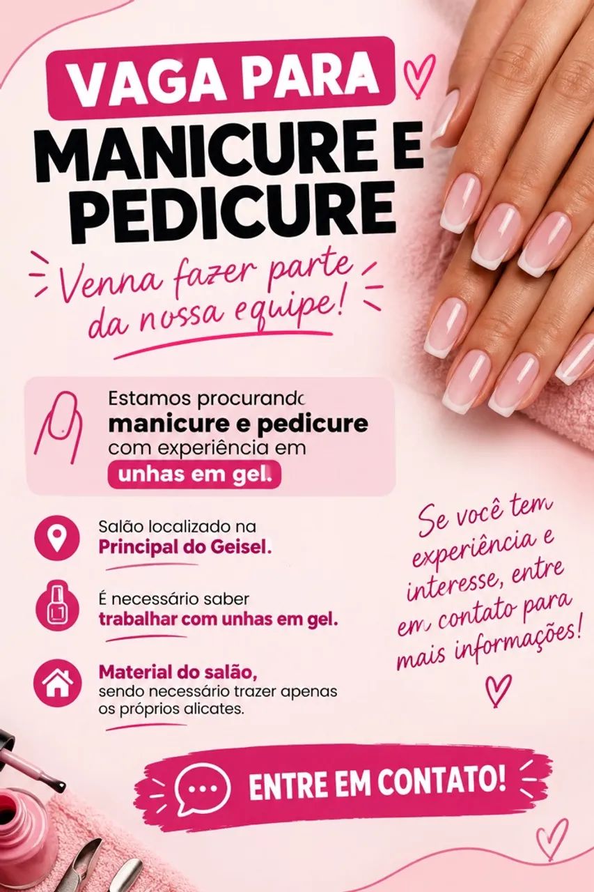 Vaga pra manicure e pedicure 