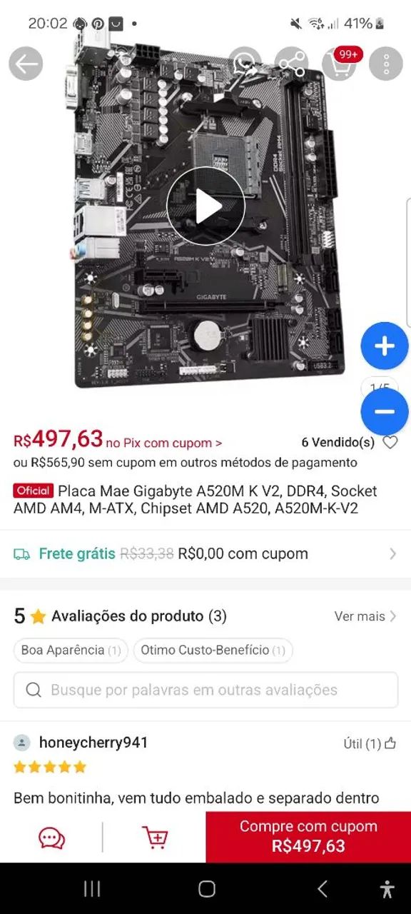 Placa Mãe a520m k v2 **(NOVA)** - Foto 2
